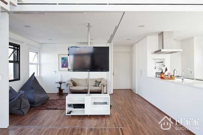 白色现代复式公寓欣赏客厅设计