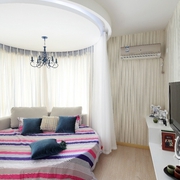 白色地中海两居室欣赏卧室窗帘