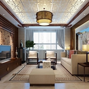 110平中式风格三居欣赏客厅设计