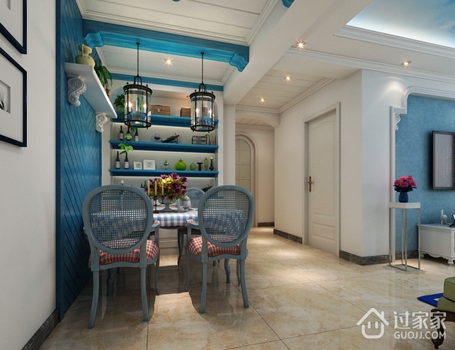 蓝色地中海两居室欣赏餐厅设计