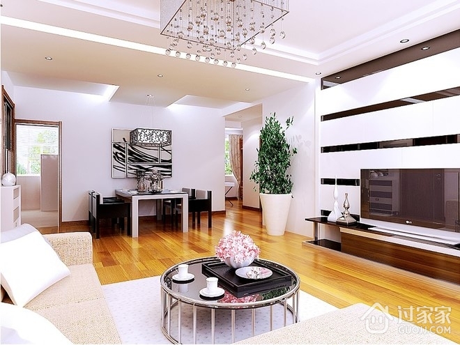 76平白色现代两居室欣赏客厅设计