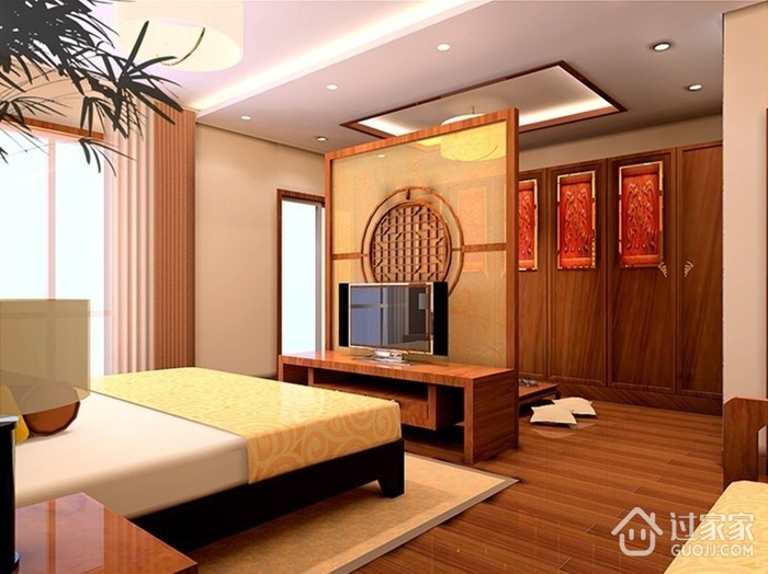 中式风格案例效果图欣赏卧室