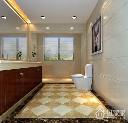 新中式风格三居住宅欣赏卫生间效果
