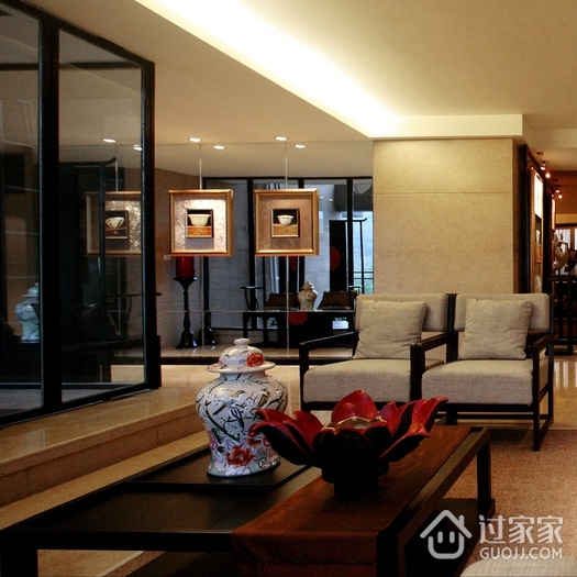新中式风住宅效果图客厅摆饰