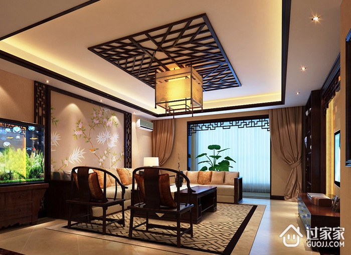 新中式住宅三居室欣赏客厅设计