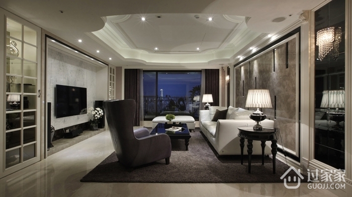 新古典白色典雅效果图欣赏客厅陈设