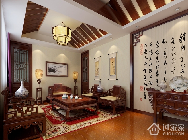 中式典雅别墅欣赏客厅设计图