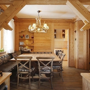 美式复古木质别墅欣赏餐厅设计