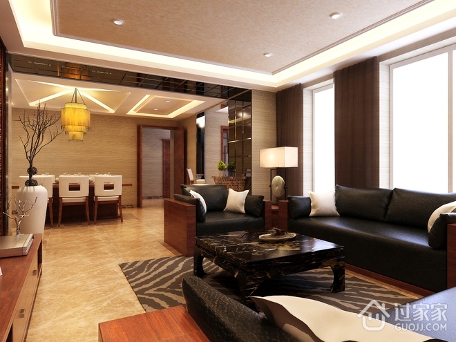 130平新中式住宅欣赏客厅