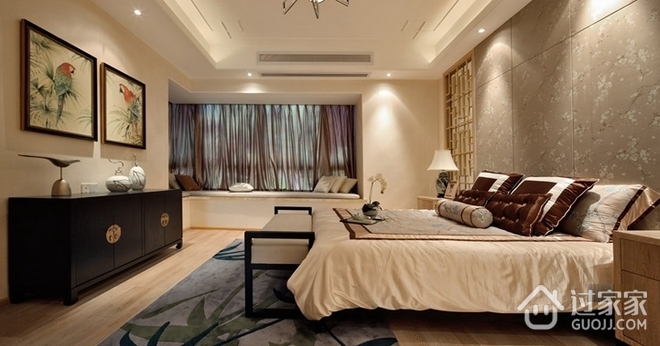 105平新中式风格住宅欣赏卧室效果