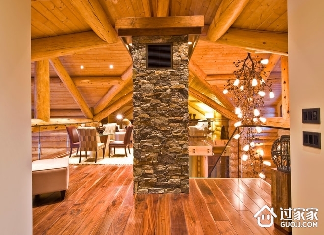 全木质美式别墅欣赏客厅效果
