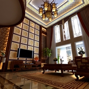 中式风格装饰设计效果客厅全景