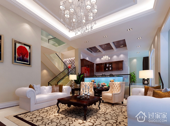 新中式风格住宅效果图欣赏客厅陈设
