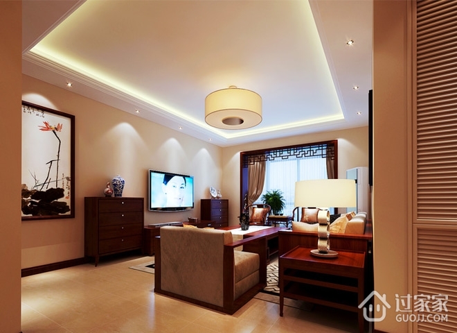 98平新中式风格住宅欣赏客厅设计