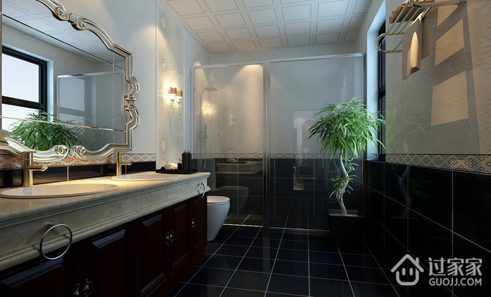 美式风格三口之家住宅欣赏洗手间