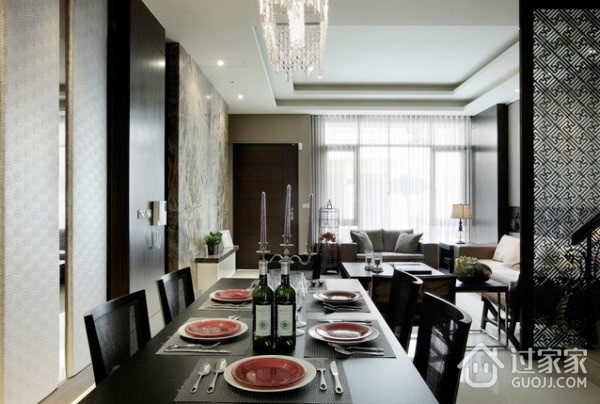 新中式风格复式住宅欣赏餐厅全景