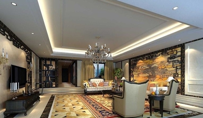 112平中式风格三居欣赏客厅设计