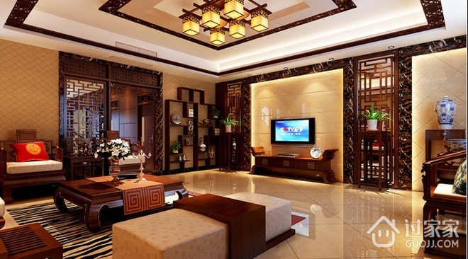 中式大平层奢华住宅欣赏客厅设计