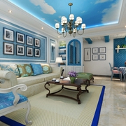 蓝色地中海两居室欣赏客厅设计