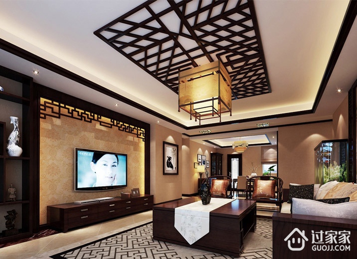 新中式住宅三居室欣赏客厅