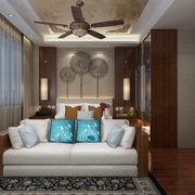 115平中式风格样板房欣赏卧室设计