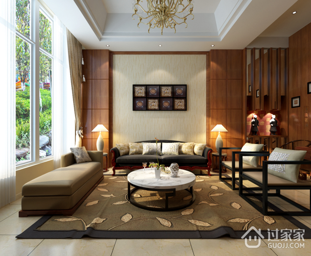 135平新中式风格住宅欣赏客厅设计