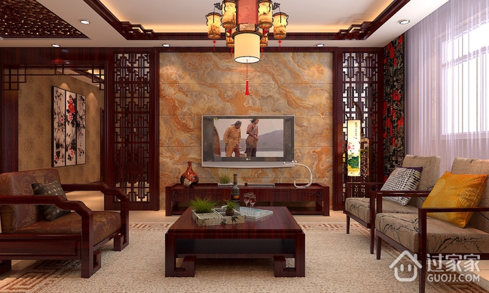 中式风格舒适两居欣赏客厅