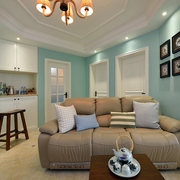 78平绿色美式住宅欣赏客厅