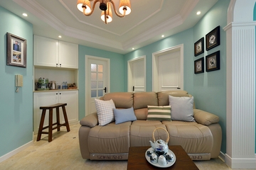 78平绿色美式住宅欣赏客厅