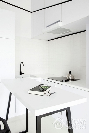 白色现代67平单身公寓欣赏厨房效果