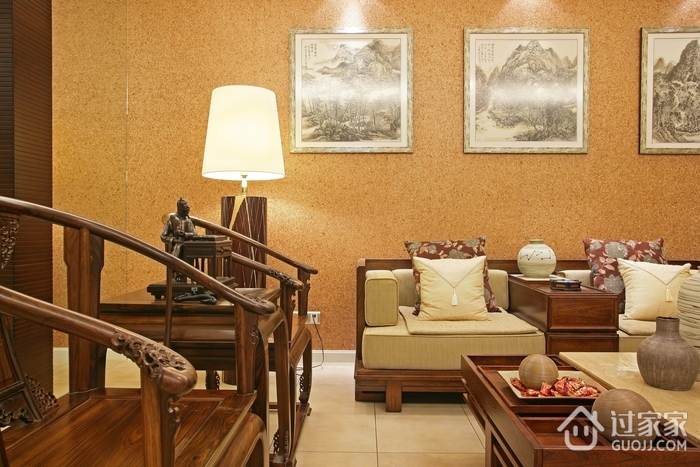 中式风格客厅沙发背景图