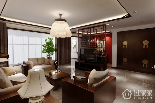 130平中式古典住宅欣赏客厅效果