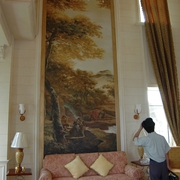 欧式风格样板房客厅背景墙