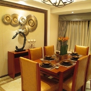 110平新中式风格住宅欣赏餐厅设计