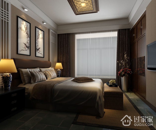 中式风格稳重案例欣赏卧室
