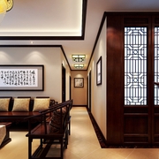 中式风格大三居效果图欣赏客厅设计