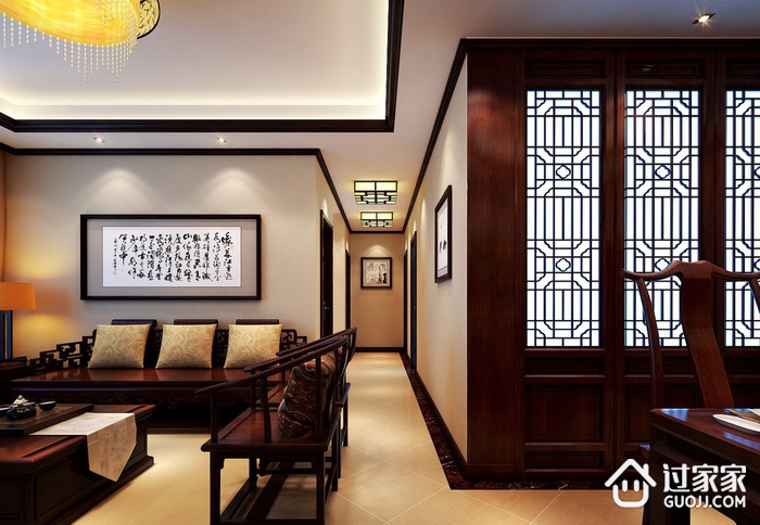 中式风格大三居效果图欣赏客厅设计
