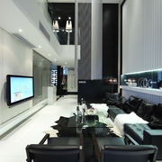 现代复式豪宅客厅电视背景墙设计