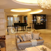 豪华欧式风格客厅钢琴效果图