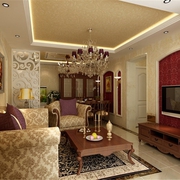 美式风格两居室效果图欣赏客厅设计