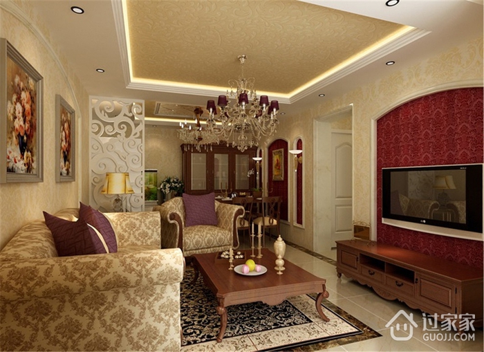 美式风格两居室效果图欣赏客厅设计