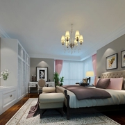 白色新古典125平样板房欣赏卧室