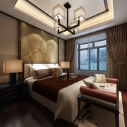 雅致中式风三居欣赏卧室吊顶设计
