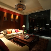 中式风格暗色系设计客厅