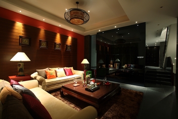 中式风格暗色系设计客厅