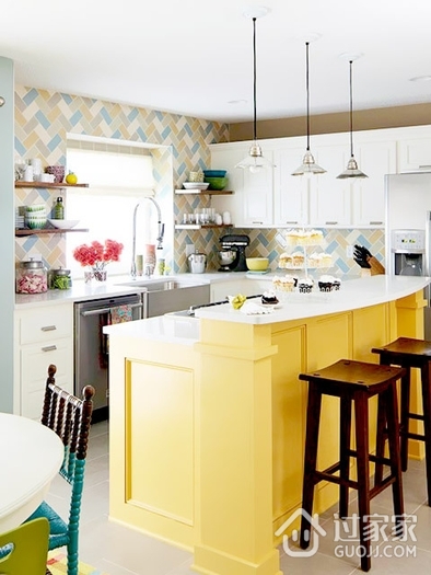 明亮黄色调田园两居室欣赏厨房
