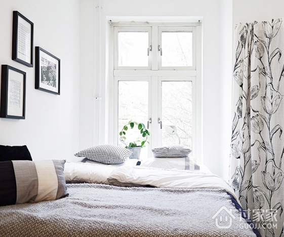 44平金典白色北欧住宅欣赏卧室