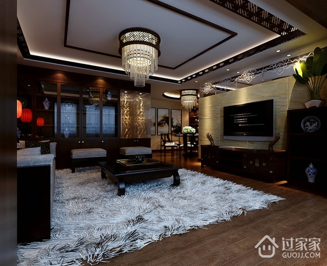 140平奢华中式住宅欣赏客厅设计