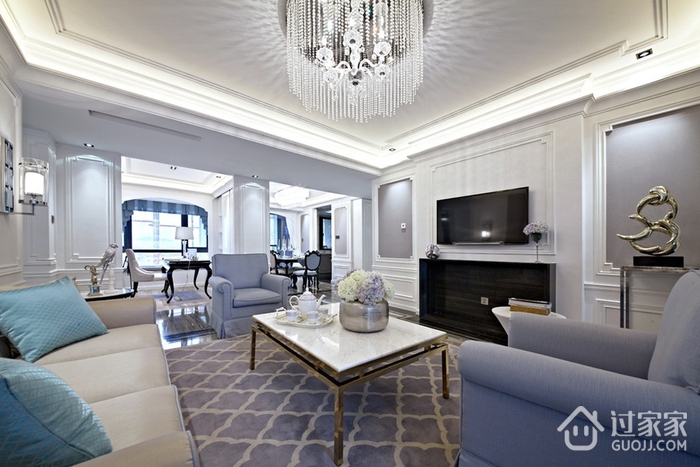 白色简欧风格样板房欣赏客厅设计