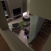 复式现代风格住宅客厅俯视图